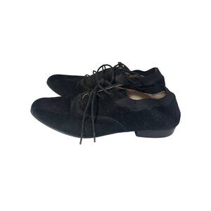 Tory Burch Womens Black‎ Suede Lace-Up Oxford Shoes 7M